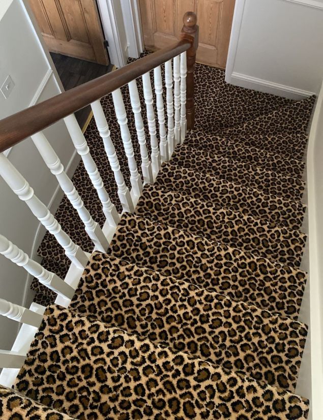 leopard print stairs carpet